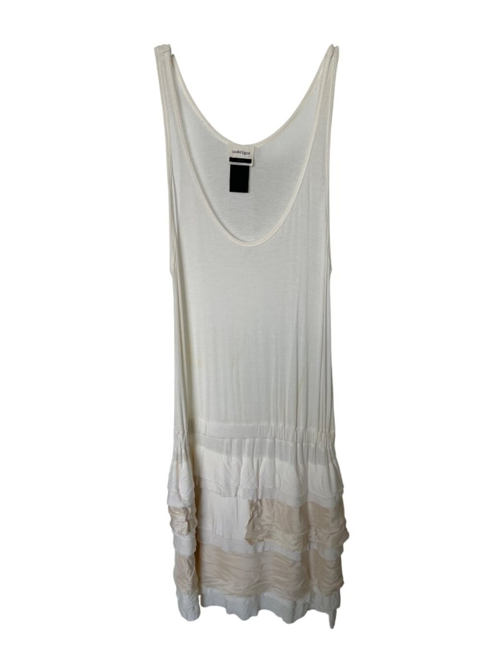 Under.Ligne By Doo.Ri Ivory Ruffle Dress With Silk Contrast Detail
